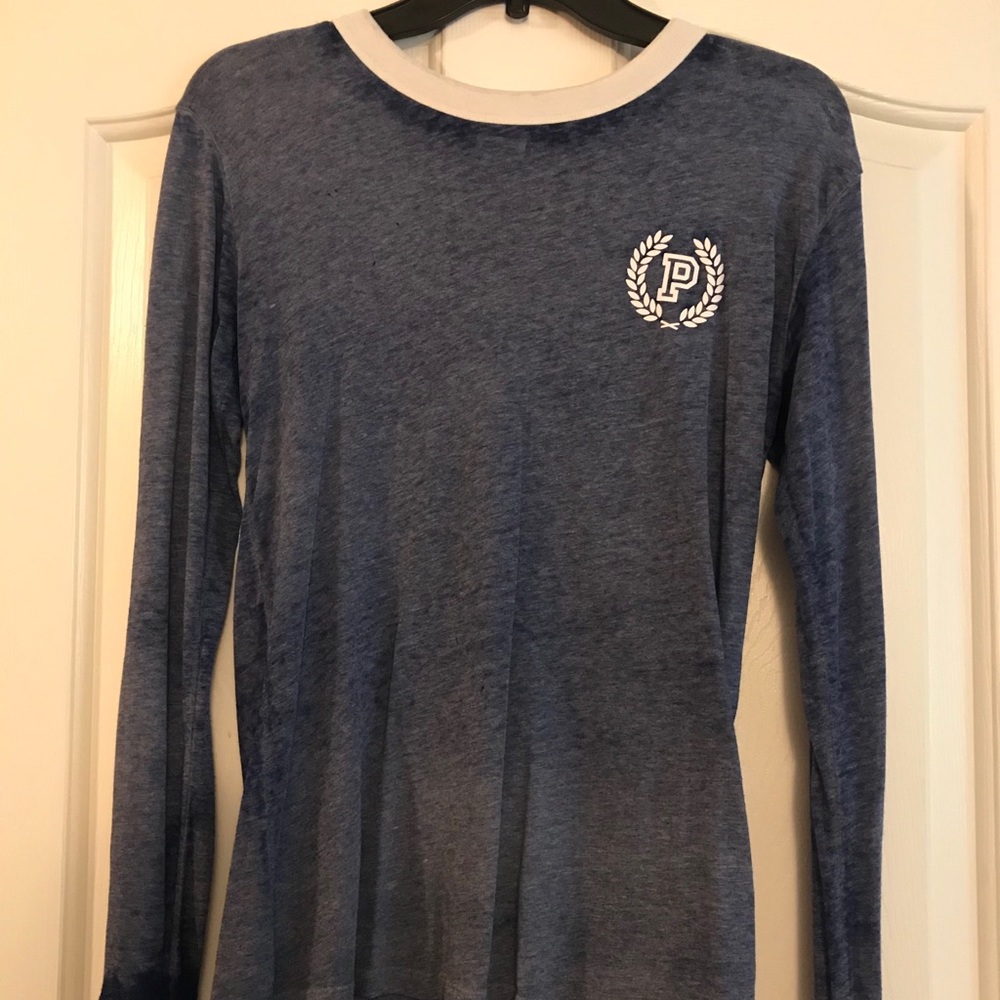PINK long sleeve gently used blue shirt.